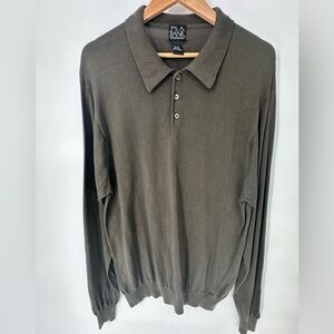 Jos. A. Bank Dark Olive Men's Shirt 100% Silk Long Sleeve Size XL Career Work